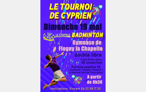 Tournoi badminton à Flogny la Chapelle