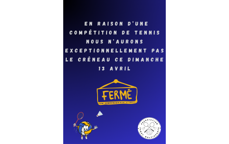 Pas de créneau dimanche 13 avril 2025